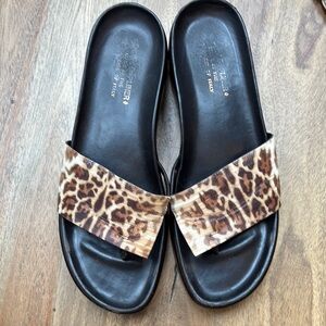 Donald Pliner Leopard Print Slide Sandals